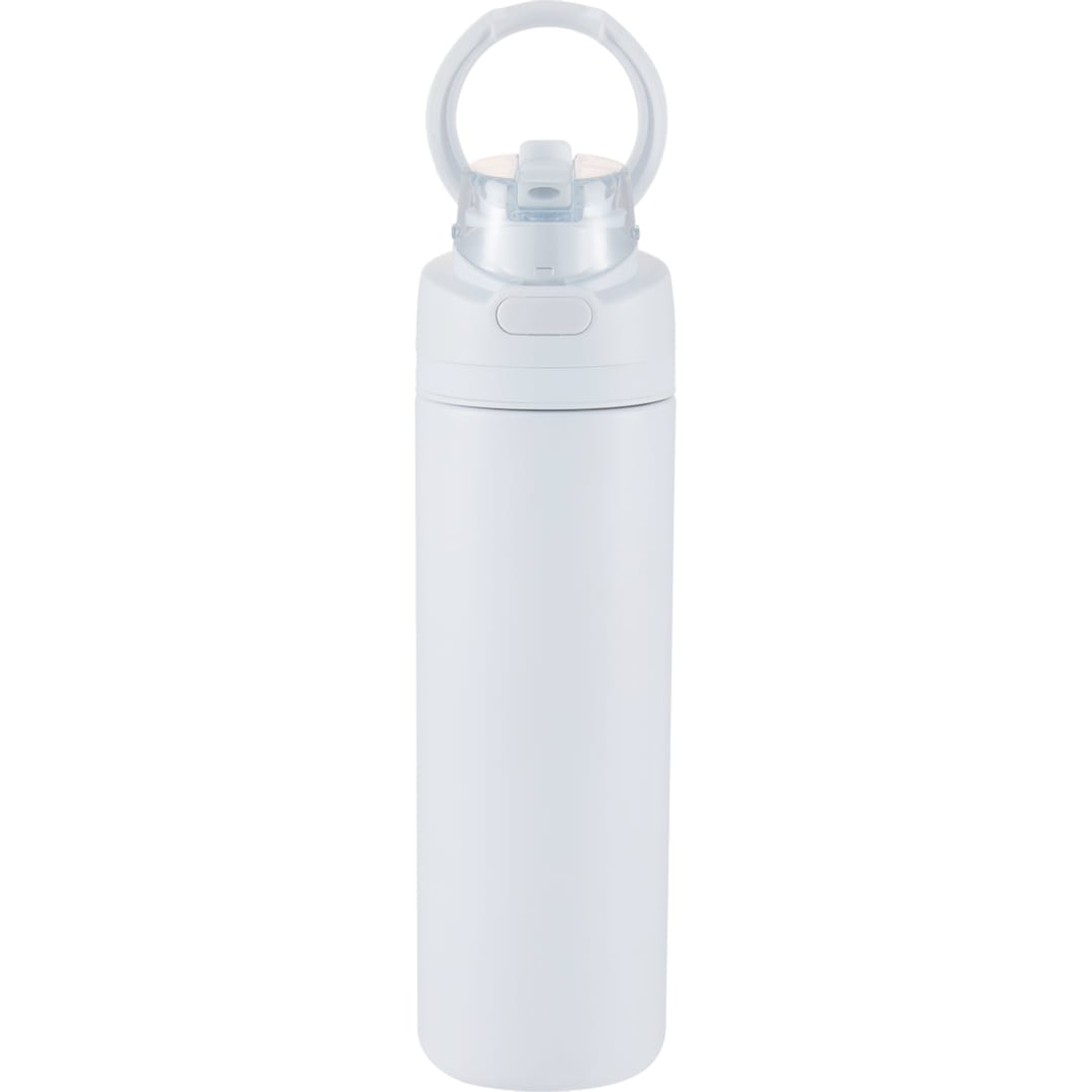 Front View of White Elvin 28oz Recycled Stainless Flip Straw Bottle plain