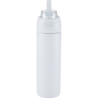 Front View of White Elvin 28oz Recycled Stainless Flip Straw Bottle plain