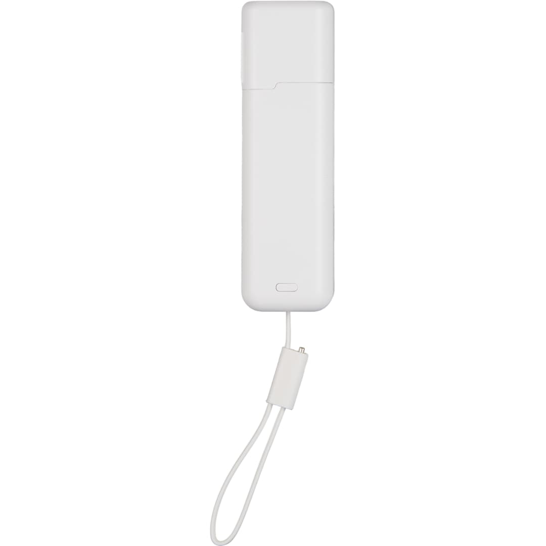 Front View of White ETL Listed 5000 mAh 20W PD Power Bank with AC Plug plain