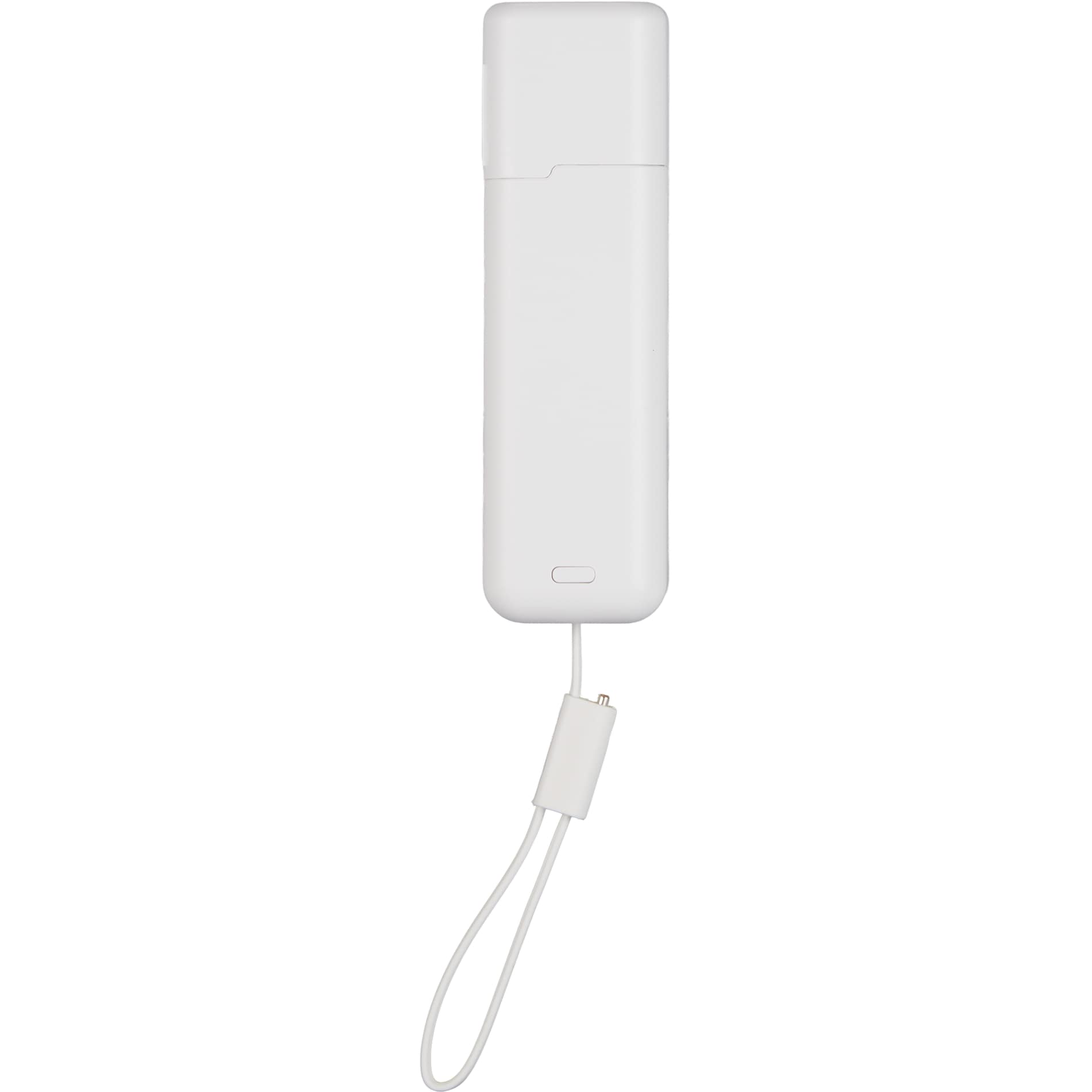 Front View of White ETL Listed 5000 mAh 20W PD Power Bank with AC Plug plain