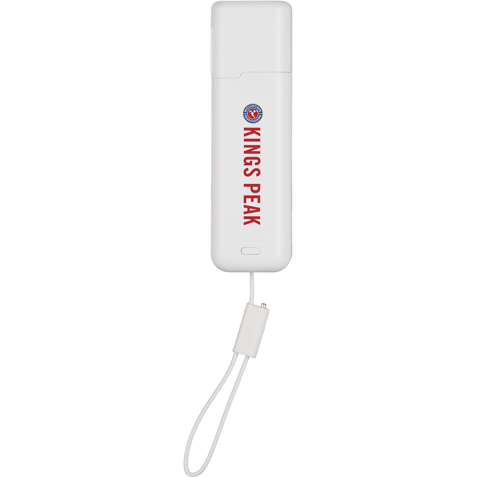 Front View of White ETL Listed 5000 mAh 20W PD Power Bank with AC Plug