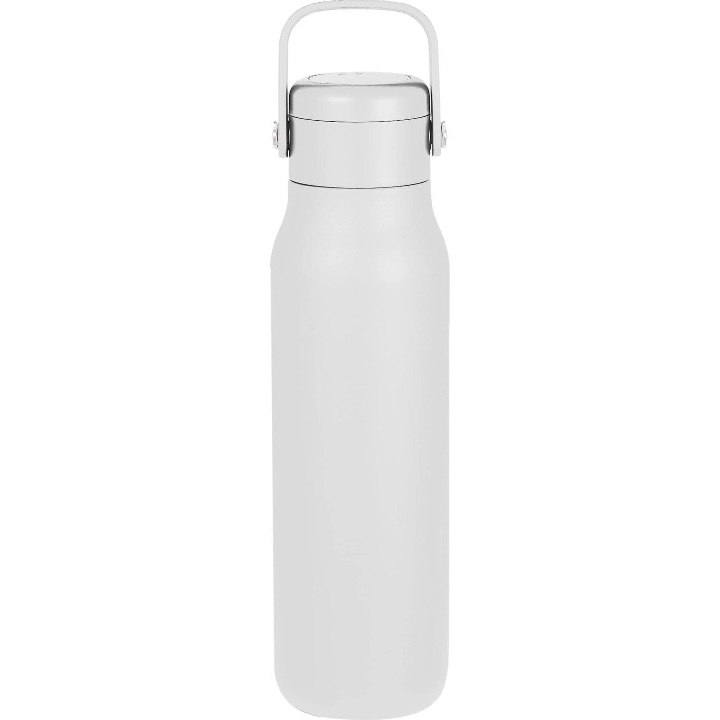 Front View of White Explorer Threadless Recycled Stainless Bottle 25oz plain