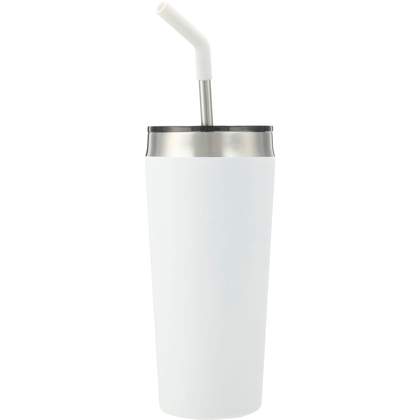 Front View of White Faye 20oz Vacuum Tumbler w/ SS Straw plain