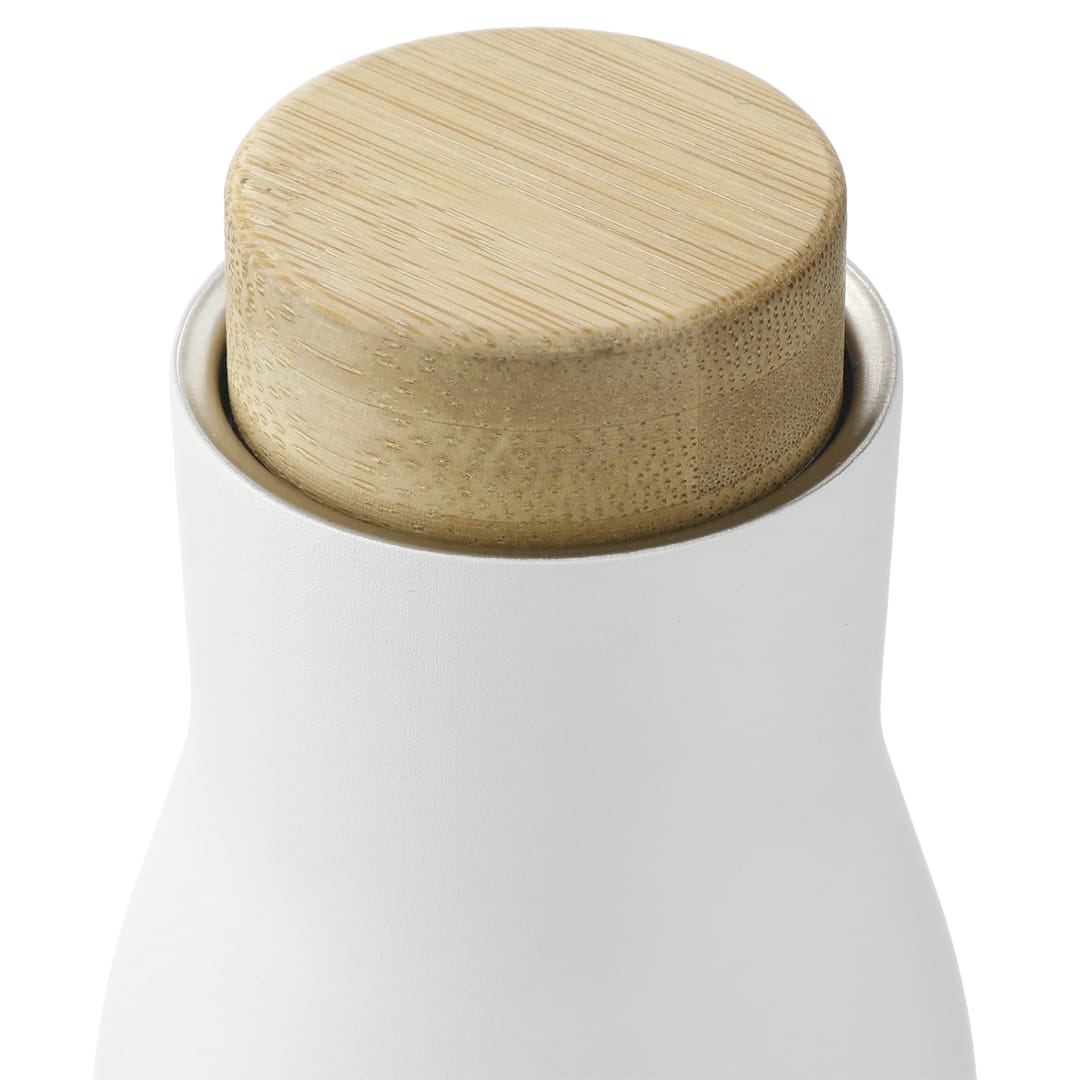 Front View of White FSC 100% Bamboo Cap 17oz Shaco Copper Vac Bottle