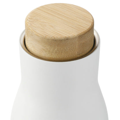 Front View of White FSC 100% Bamboo Cap 17oz Shaco Copper Vac Bottle