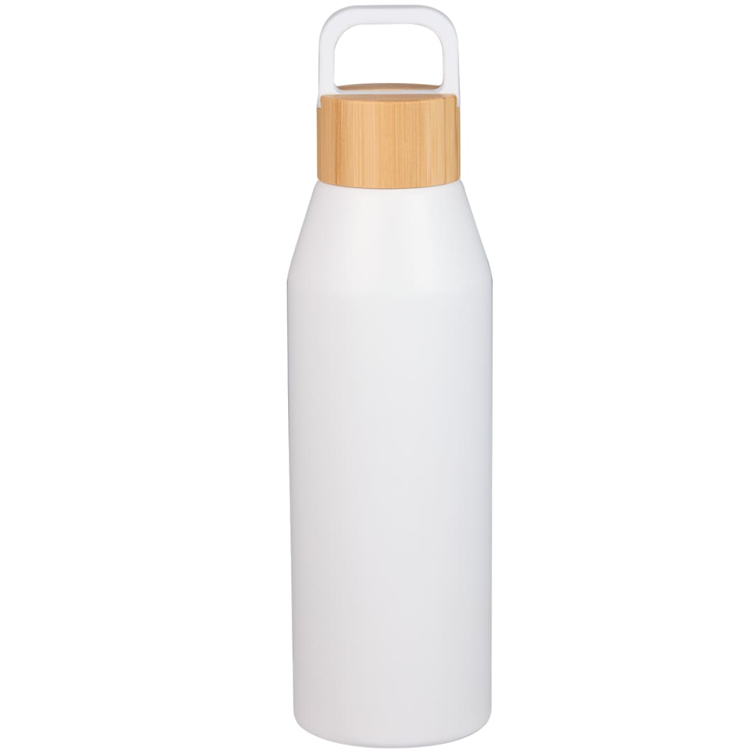 Front View of White FSC® 100% Bamboo Lid Aspen 24 oz Recycled Bottle plain