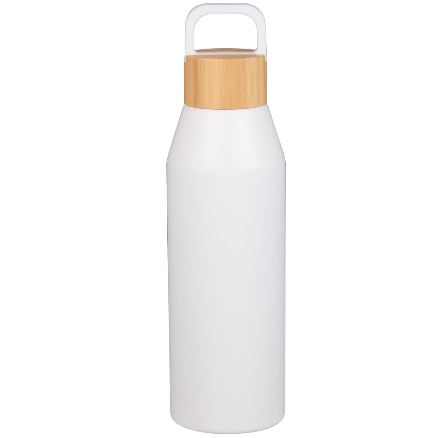 Front View of White FSC® 100% Bamboo Lid Aspen 24 oz Recycled Bottle plain