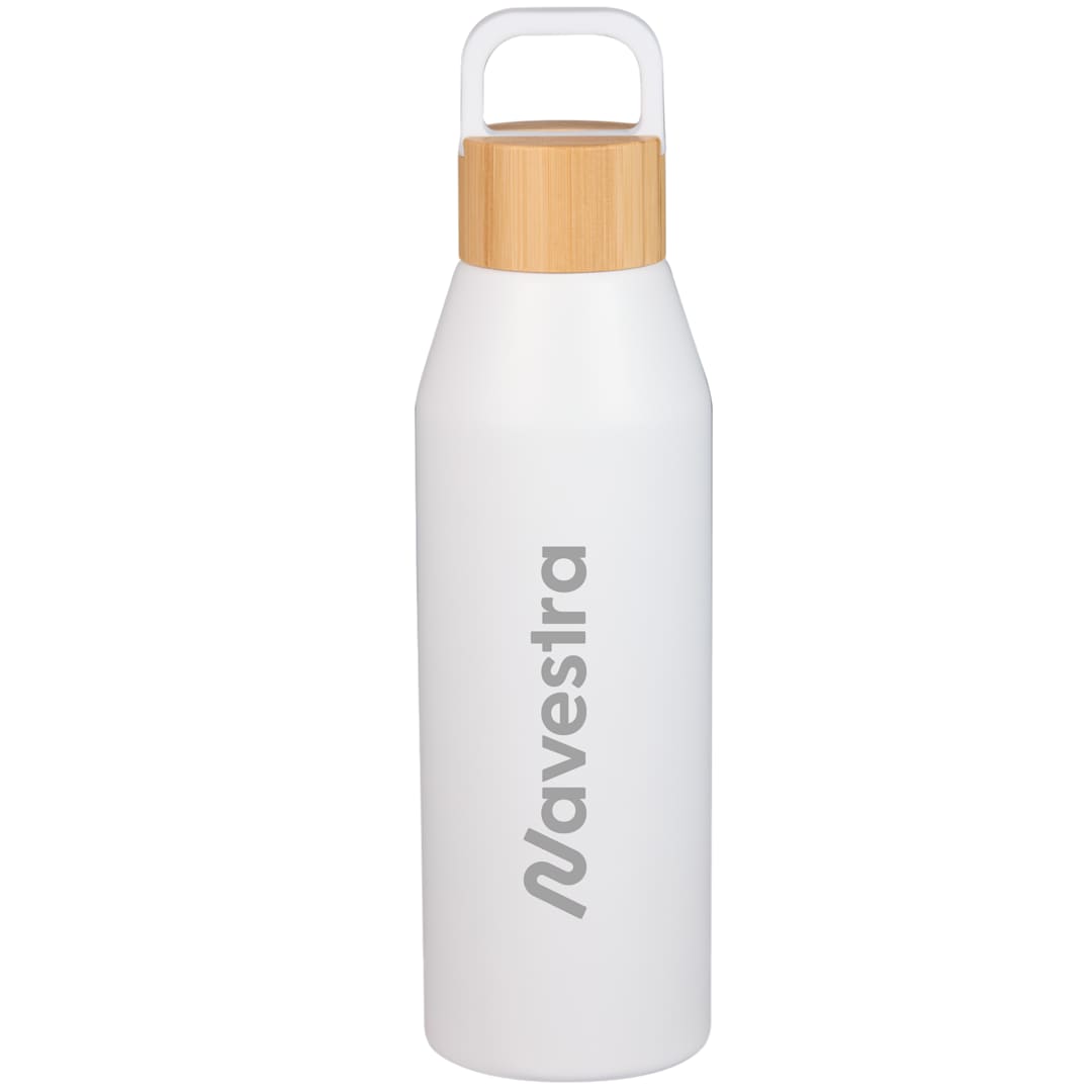 Front View of White FSC® 100% Bamboo Lid Aspen 24 oz Recycled Bottle