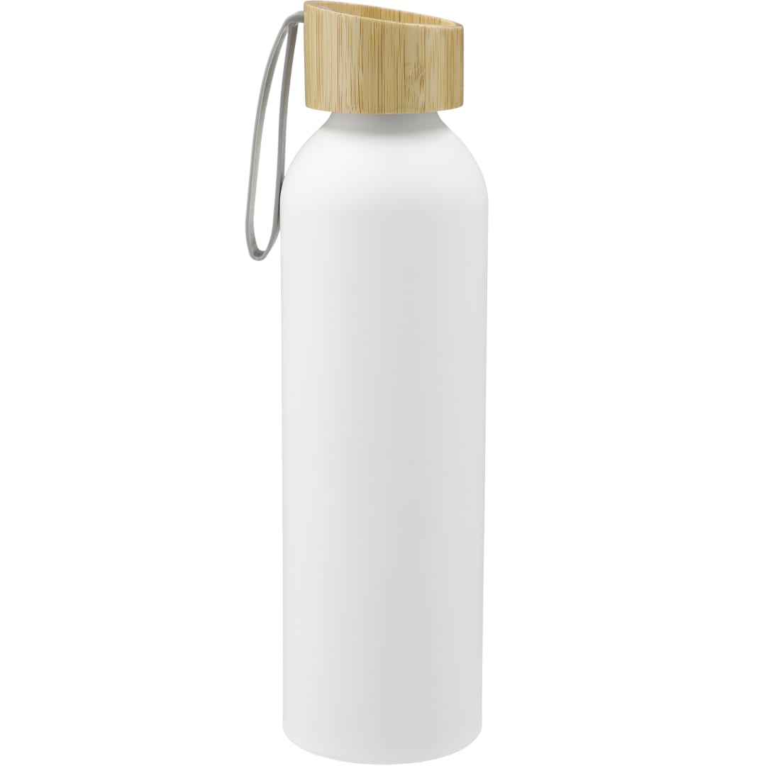 Front View of White FSC®100% Bamboo lid Ryze 22oz Aluminum Bottle plain