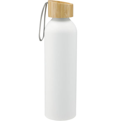Front View of White FSC®100% Bamboo lid Ryze 22oz Aluminum Bottle plain