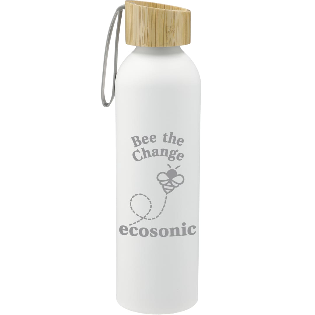 Front View of White FSC®100% Bamboo lid Ryze 22oz Aluminum Bottle