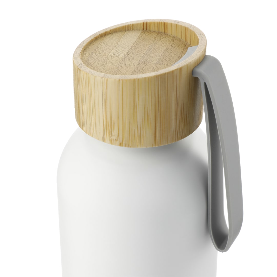 Front View of White FSC®100% Bamboo lid Ryze 22oz Aluminum Bottle