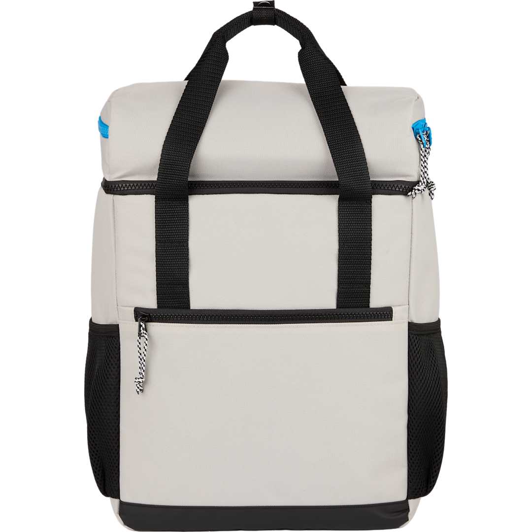 Front View of White Glacial RPET Backpack Cooler plain