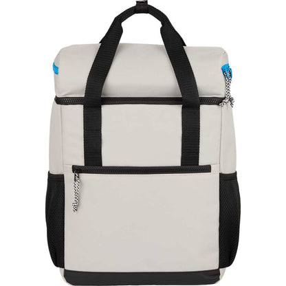 Front View of White Glacial RPET Backpack Cooler plain
