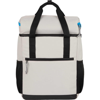 Front View of White Glacial RPET Backpack Cooler plain