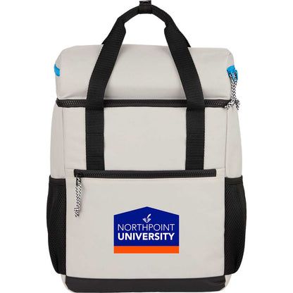 Front View of White Glacial RPET Backpack Cooler
