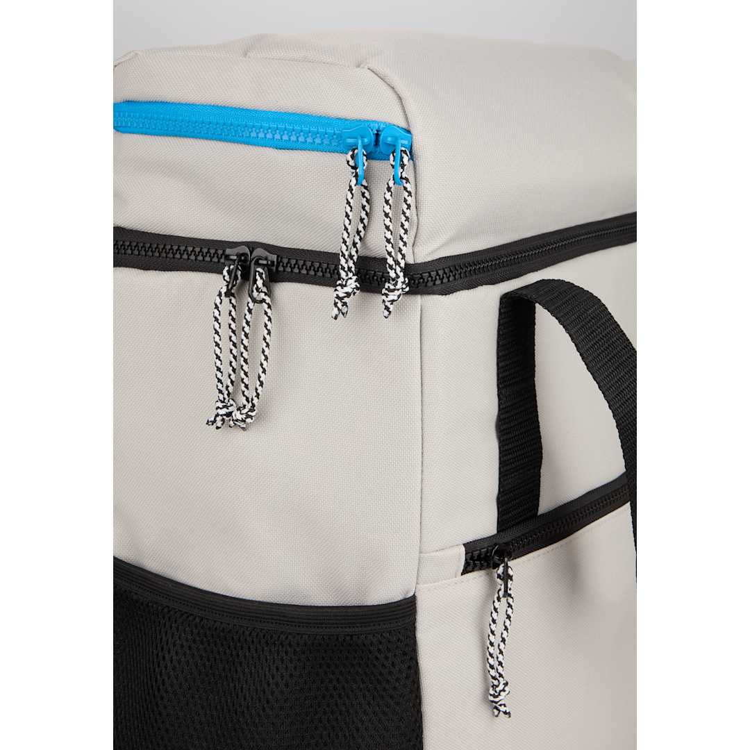 Front View of White Glacial RPET Backpack Cooler