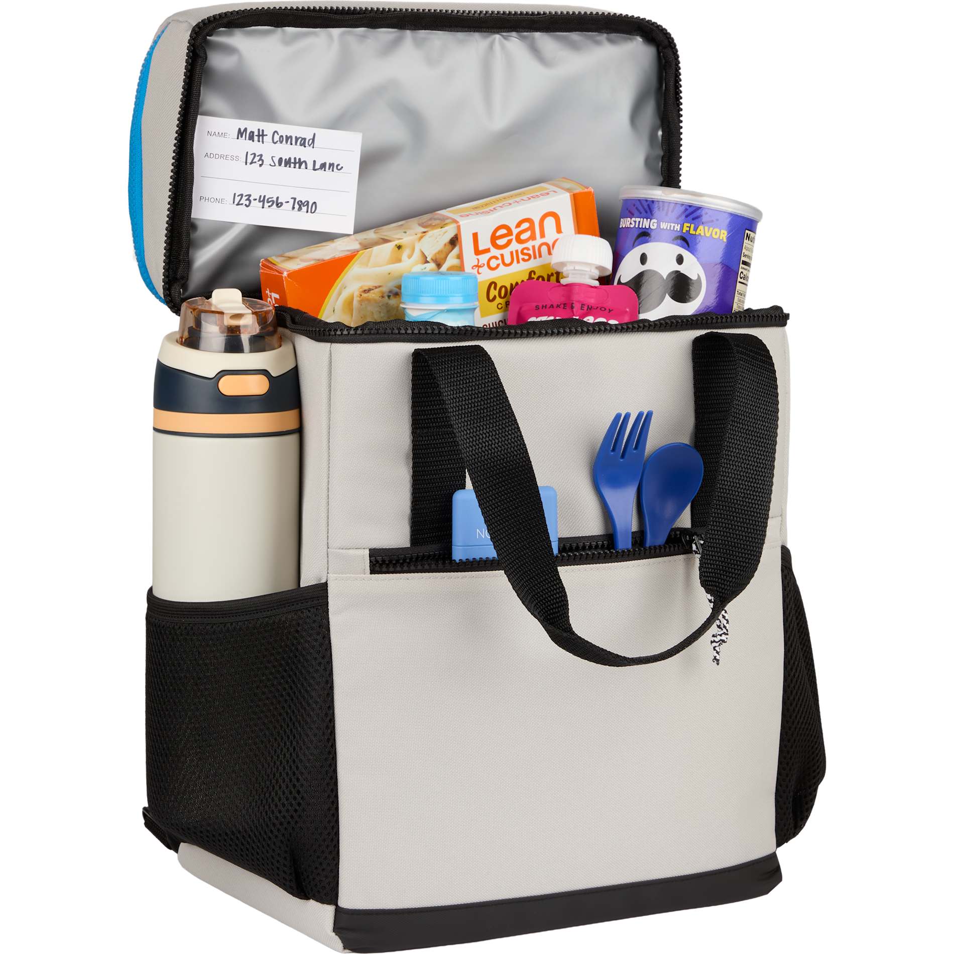 Front View of White Glacial RPET Backpack Cooler