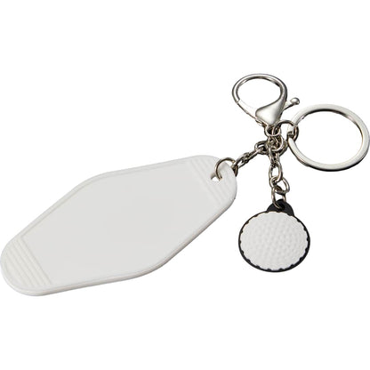 Front View of White Golf Motel Keychain plain