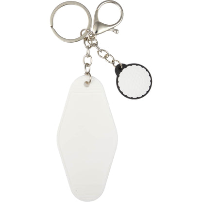 Front View of White Golf Motel Keychain plain
