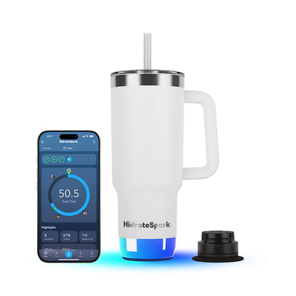 Front View of White HidrateSpark Pro 2 Tumbler 30oz