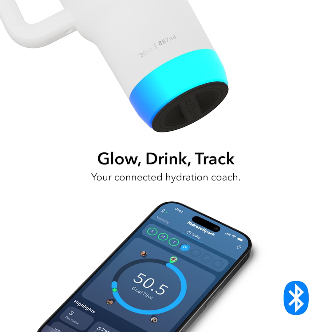 Front View of White HidrateSpark Pro 2 Tumbler 30oz