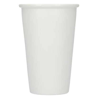 Front View of White I'm not a paper cup 10oz ceramic tumbler plain