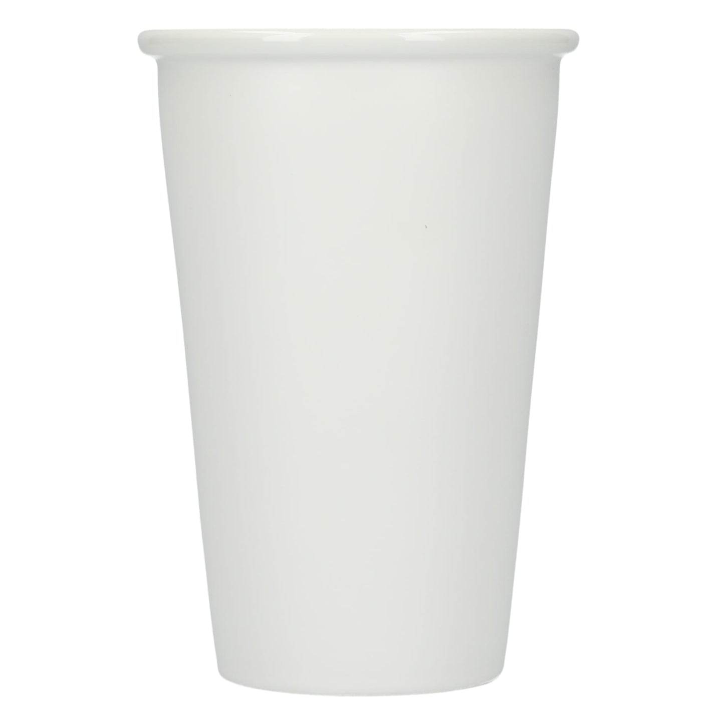 Front View of White I'm not a paper cup 10oz ceramic tumbler plain