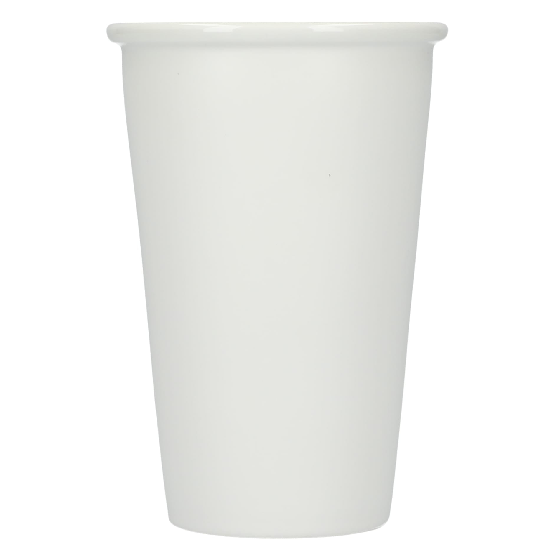 Front View of White I'm not a paper cup 10oz ceramic tumbler plain