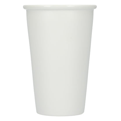 Front View of White I'm not a paper cup 10oz ceramic tumbler plain