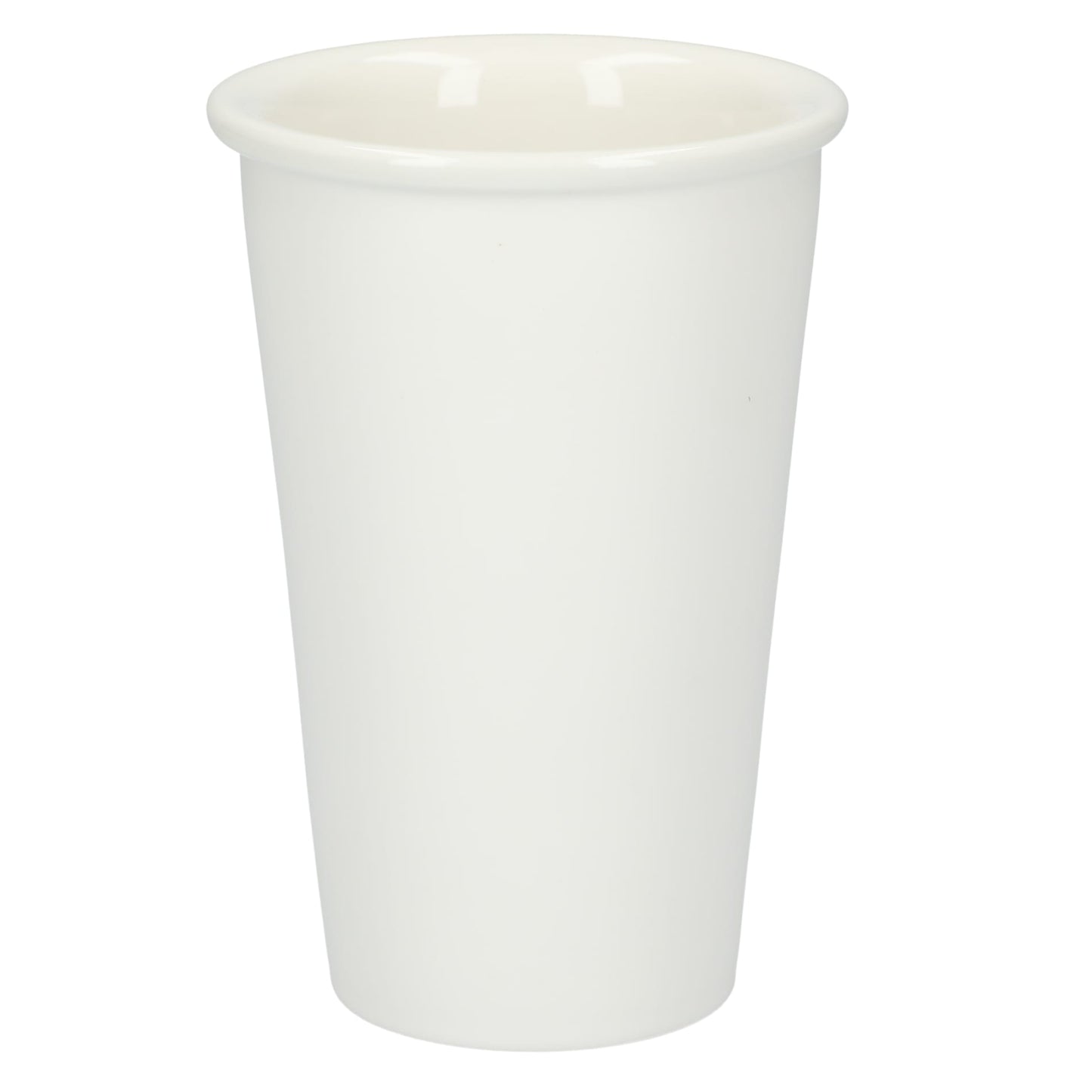 Front View of White I'm not a paper cup 10oz ceramic tumbler plain