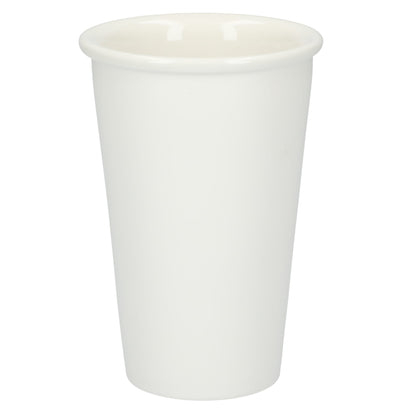 Front View of White I'm not a paper cup 10oz ceramic tumbler plain