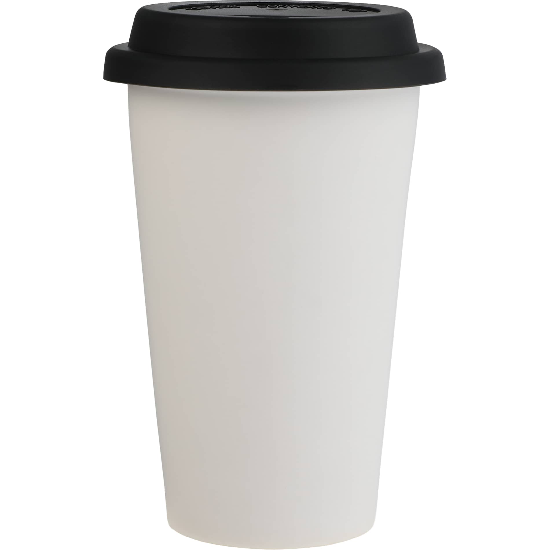 Front View of White I'm Not a Paper Cup 10oz Ceramic Tumbler w/ Lid plain