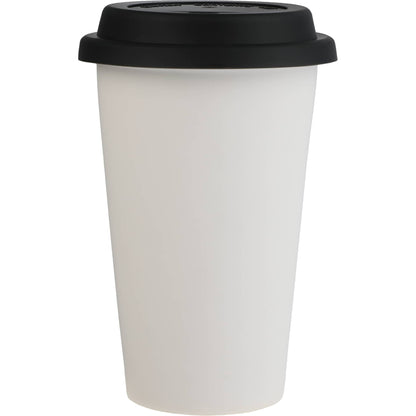 Front View of White I'm Not a Paper Cup 10oz Ceramic Tumbler w/ Lid plain