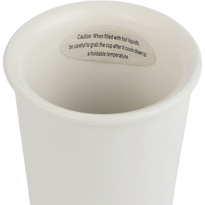 Front View of White I'm Not a Paper Cup 10oz Ceramic Tumbler w/ Lid