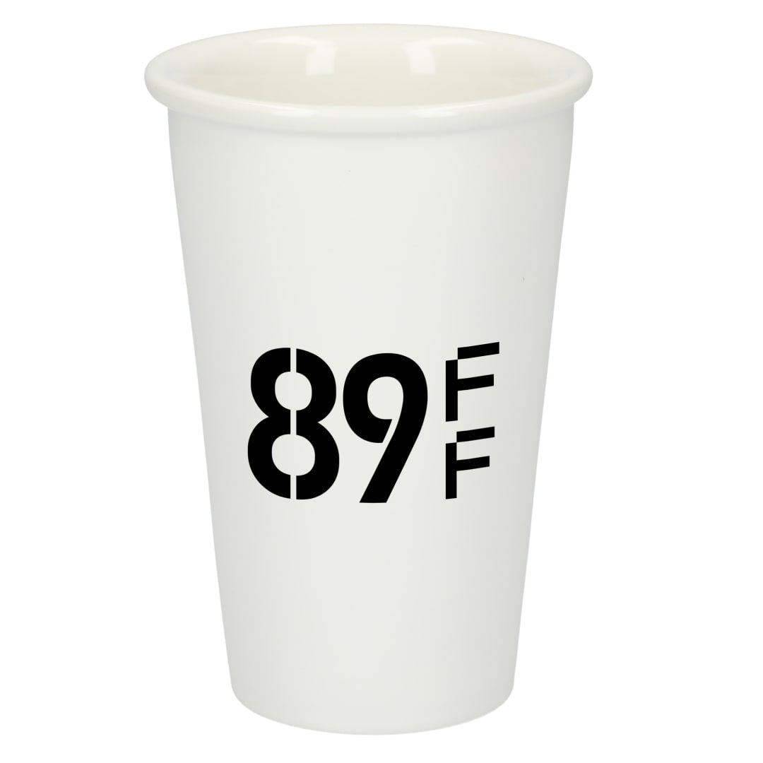 Front View of White I'm not a paper cup 10oz ceramic tumbler