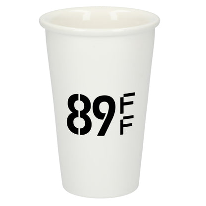 Front View of White I'm not a paper cup 10oz ceramic tumbler