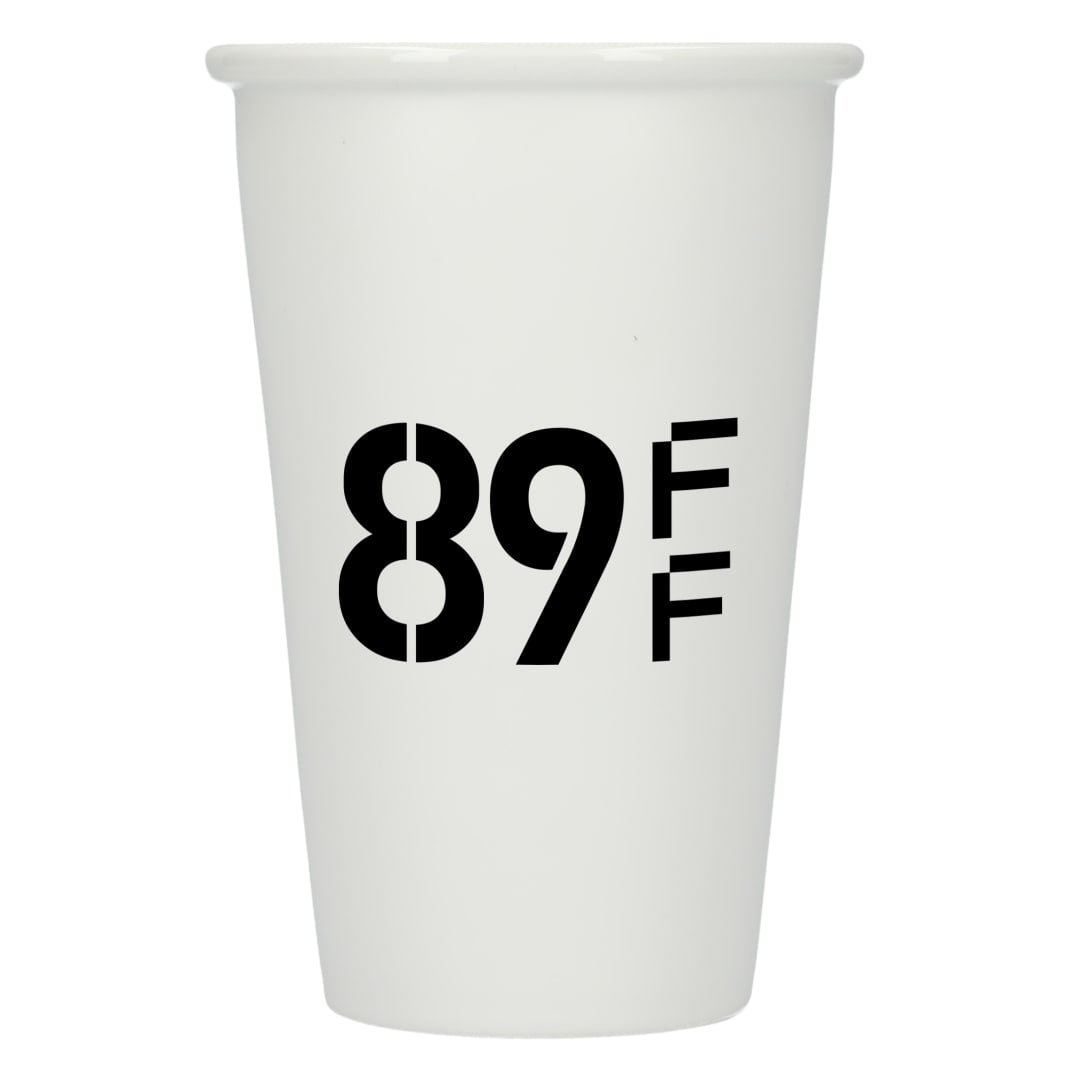 Front View of White I'm not a paper cup 10oz ceramic tumbler