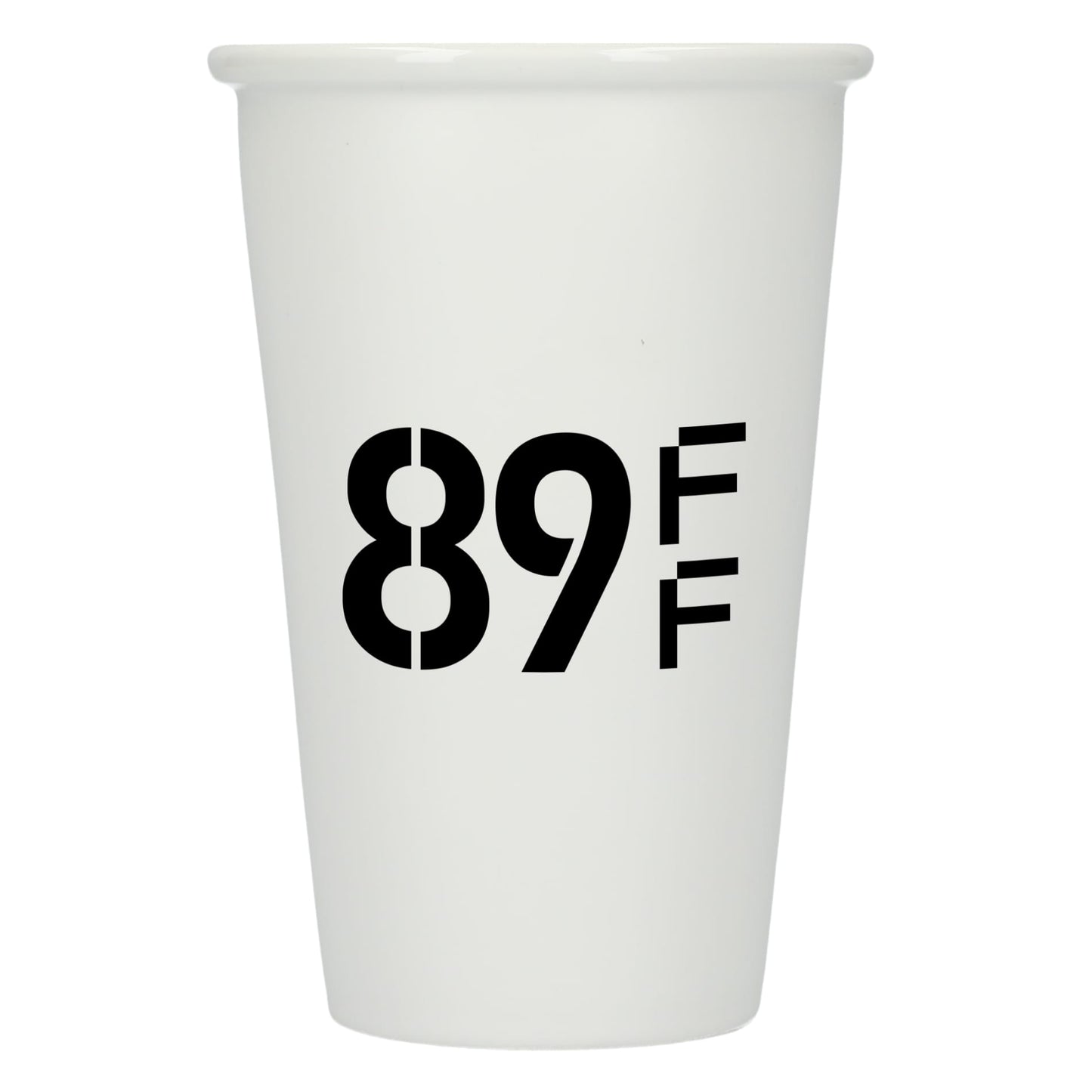 Front View of White I'm not a paper cup 10oz ceramic tumbler