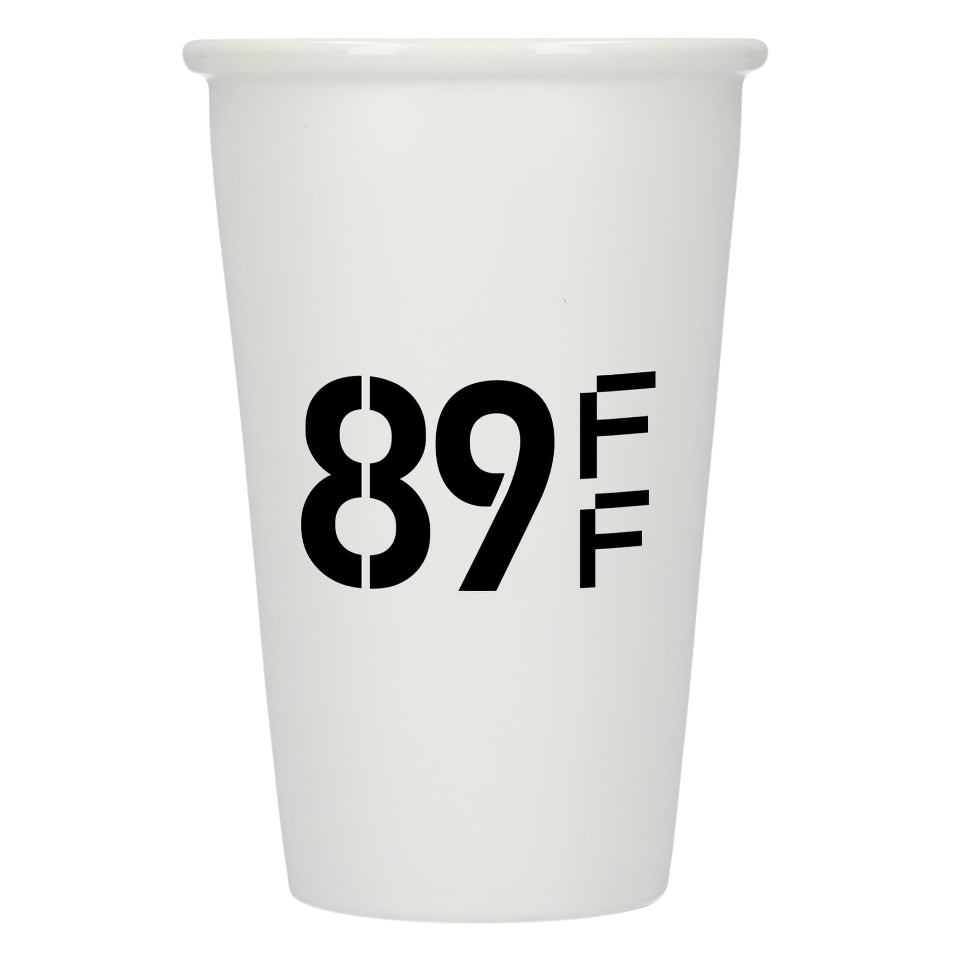 Front View of White I'm not a paper cup 10oz ceramic tumbler