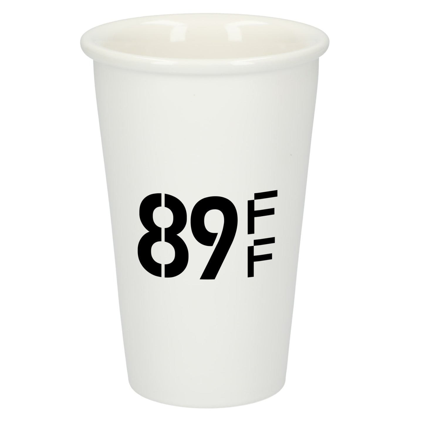 Front View of White I'm not a paper cup 10oz ceramic tumbler