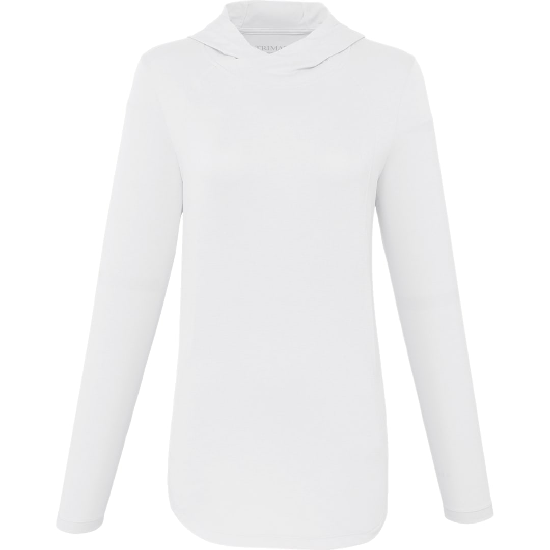 Front View of White IZU Everything Performance Hoodie - Women's plain