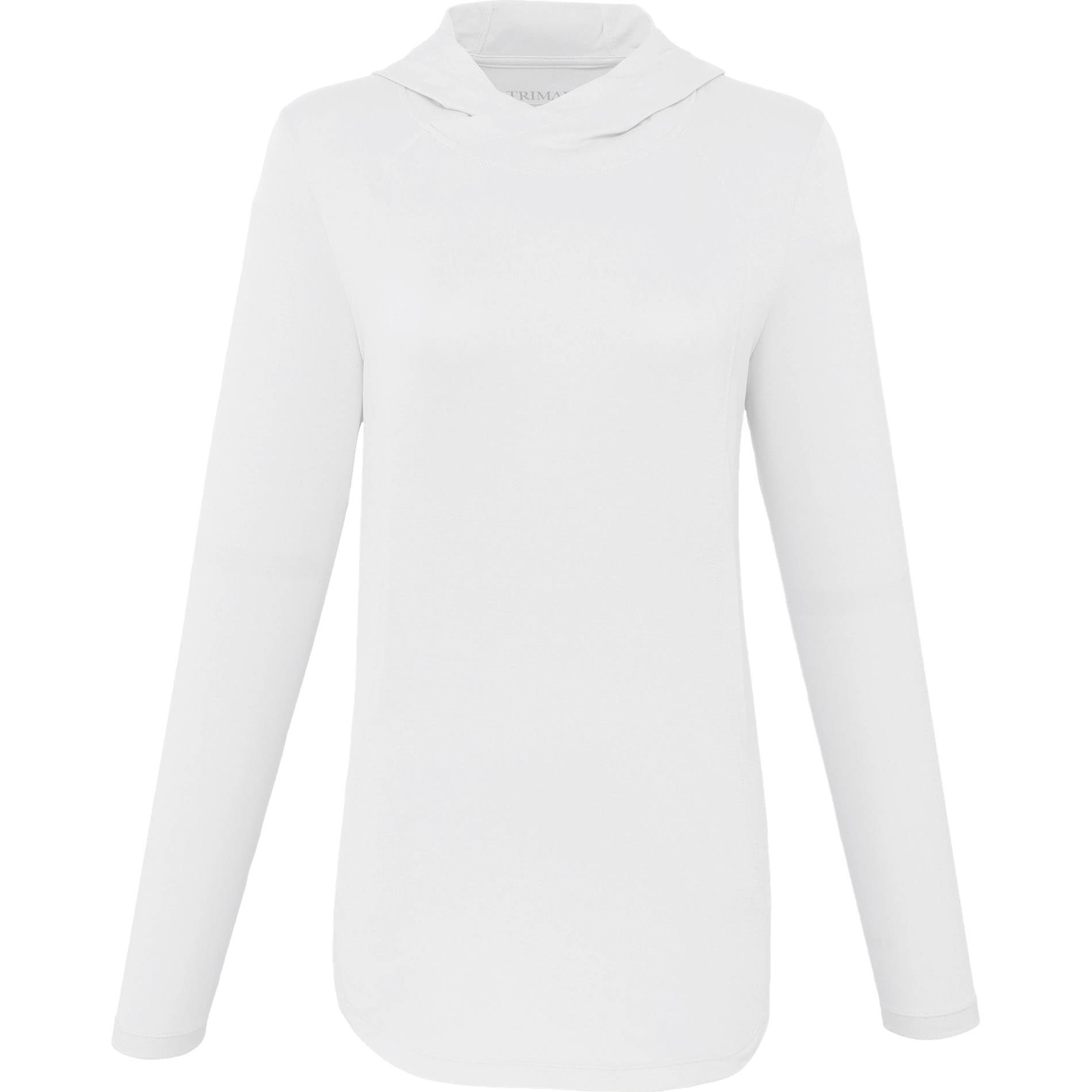 Front View of White IZU Everything Performance Hoodie - Women's plain