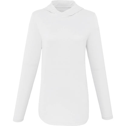 Front View of White IZU Everything Performance Hoodie - Women's plain