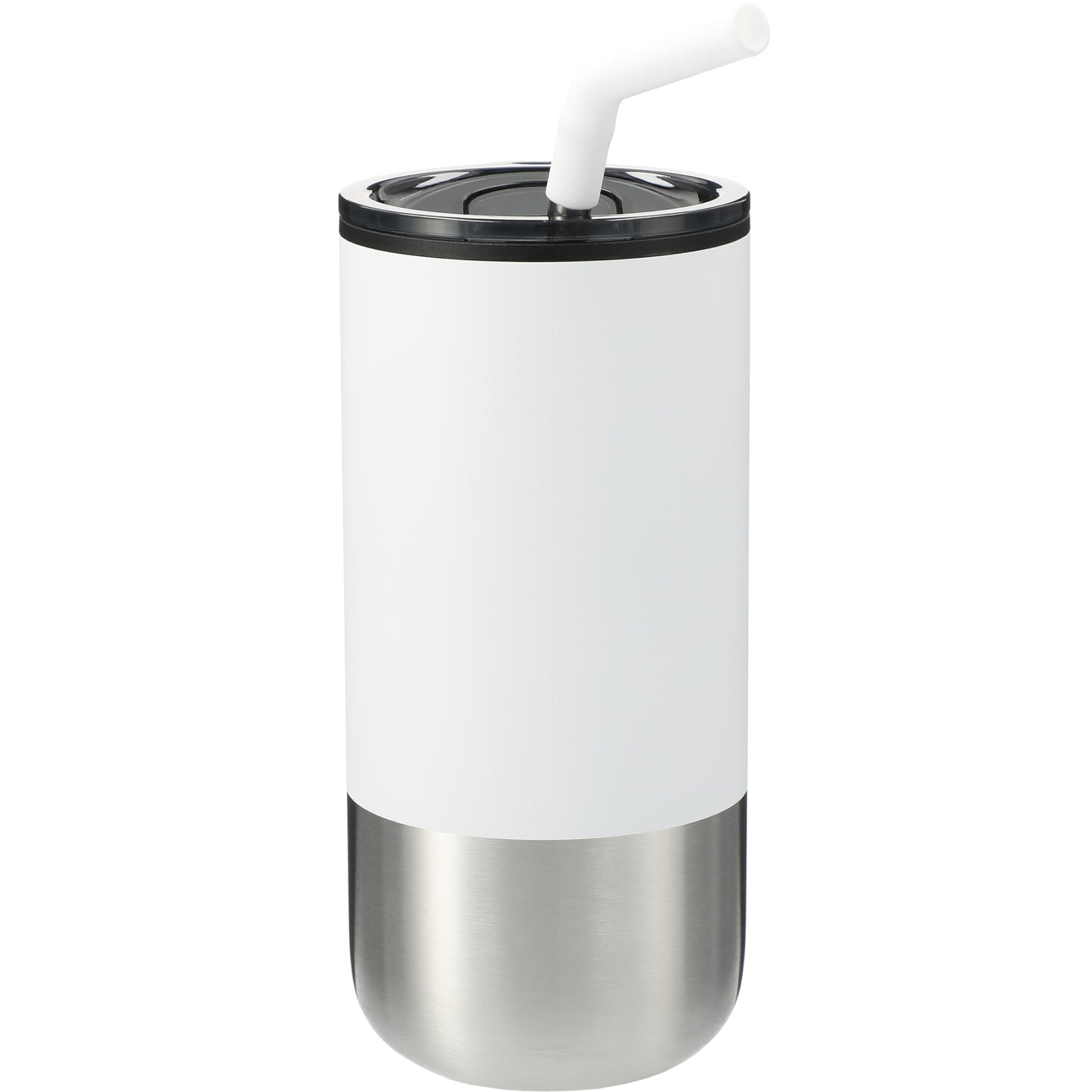 Front View of White Lagom 16oz Tumbler w/ SS Straw plain