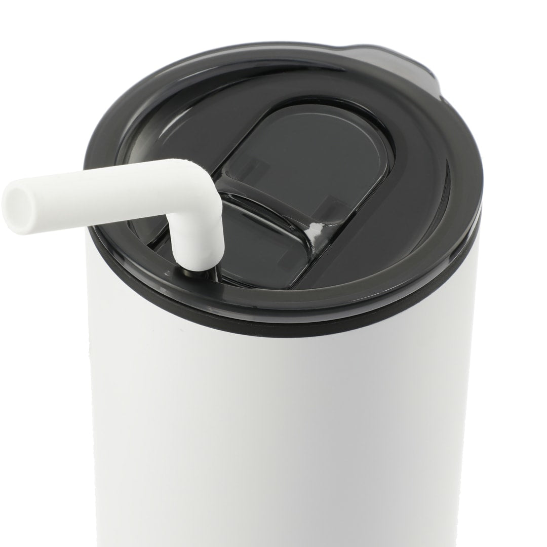 Front View of White Lagom 16oz Tumbler w/ SS Straw