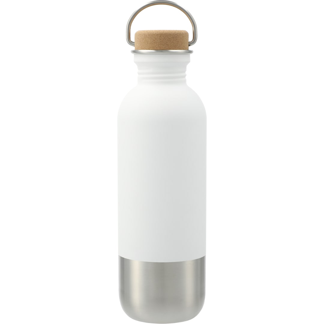 Front View of White Lagom Single wall Stainless steel Bottle 27oz plain