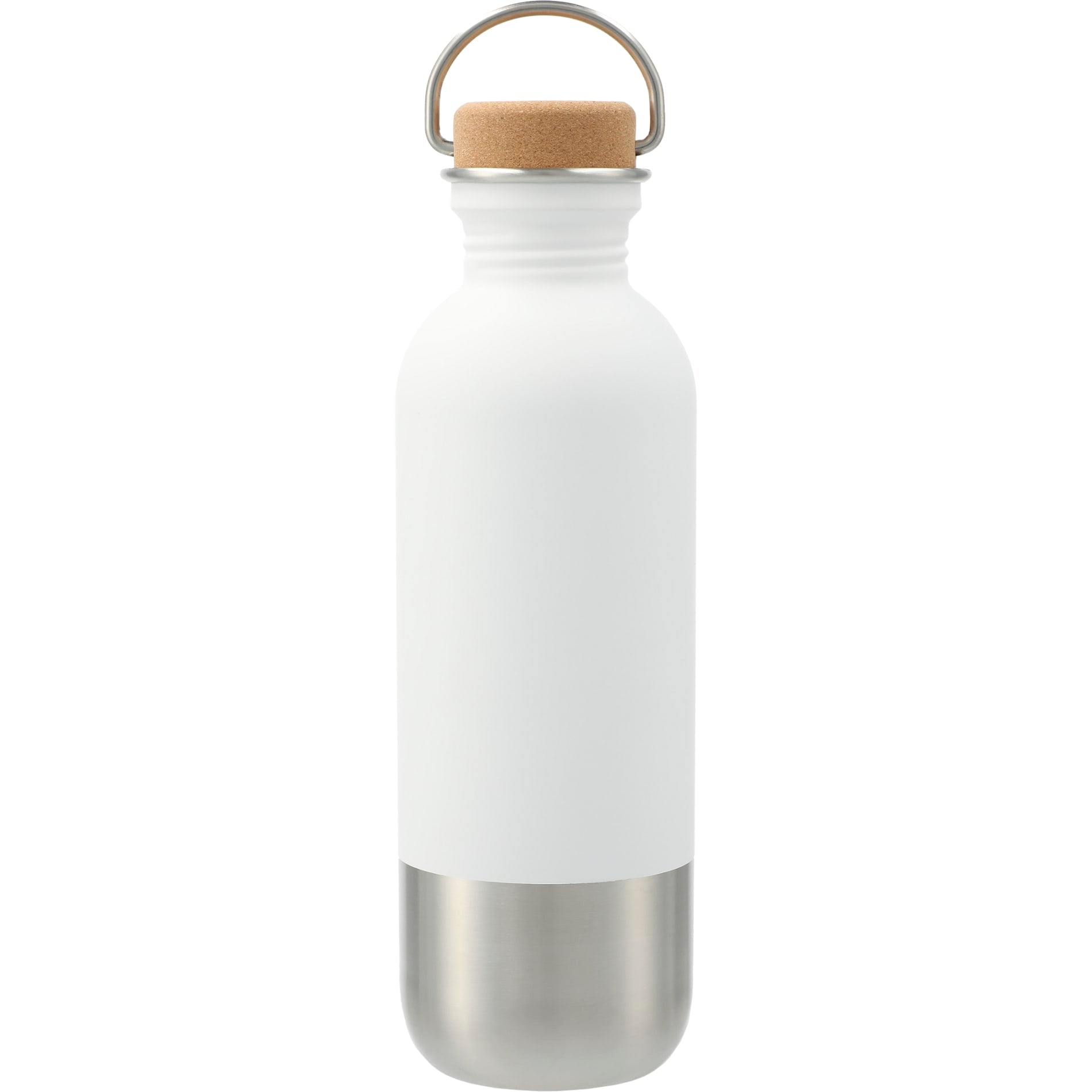 Front View of White Lagom Single wall Stainless steel Bottle 27oz plain