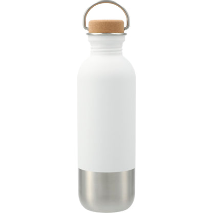 Front View of White Lagom Single wall Stainless steel Bottle 27oz plain