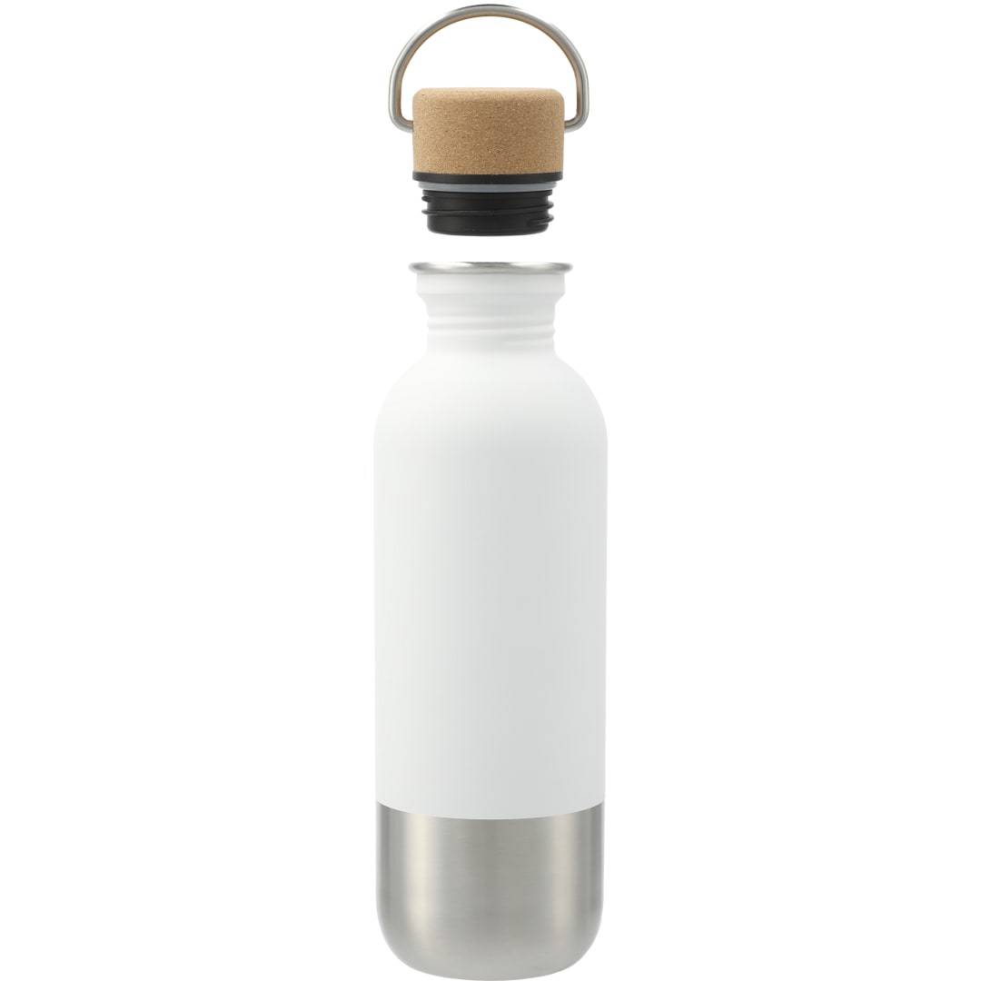 Front View of White Lagom Single wall Stainless steel Bottle 27oz plain